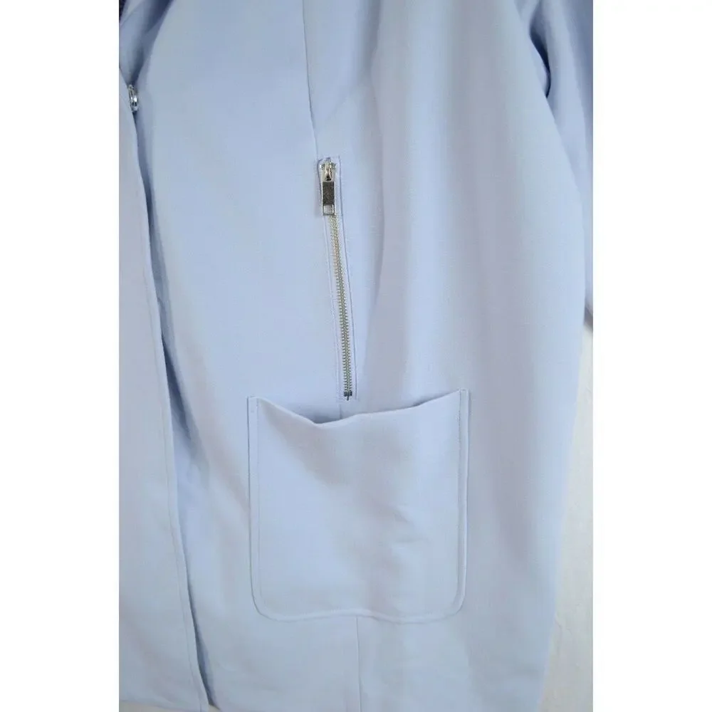 Ellos Trench Coat Womens 20 Blue Long Zip Pockets